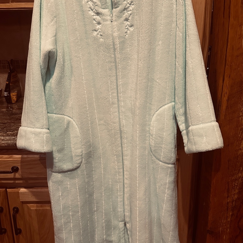 Miss Elaine Mint Green Robe with Metallic Embroidered Detail XL